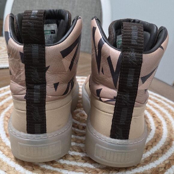Puma X Natural Platform X Brown and Tan Patterned High-Tops, Size 7, Sample Pair - Picture 6 of 12